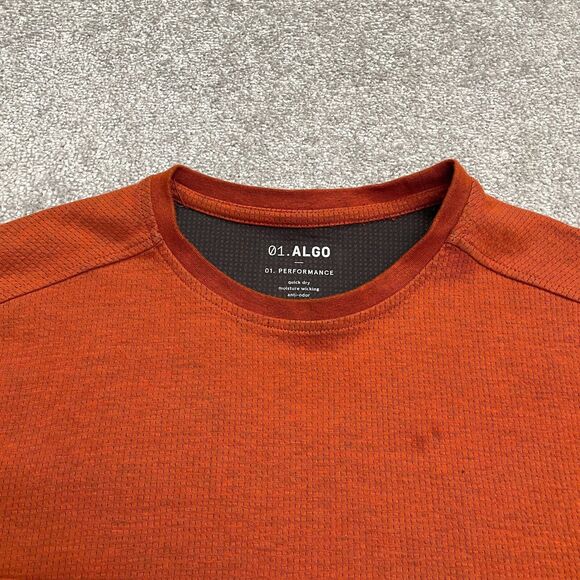 01. Algo Performance Quick Dry Moisture Wicking Sweatshirt Men M Tall Brown Crew - Picture 3 of 13